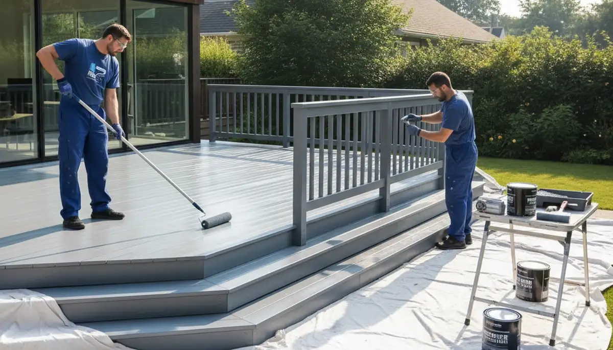 Deck painting service in Troy, MI protecting wood decks from weather damage and improving curb appeal
