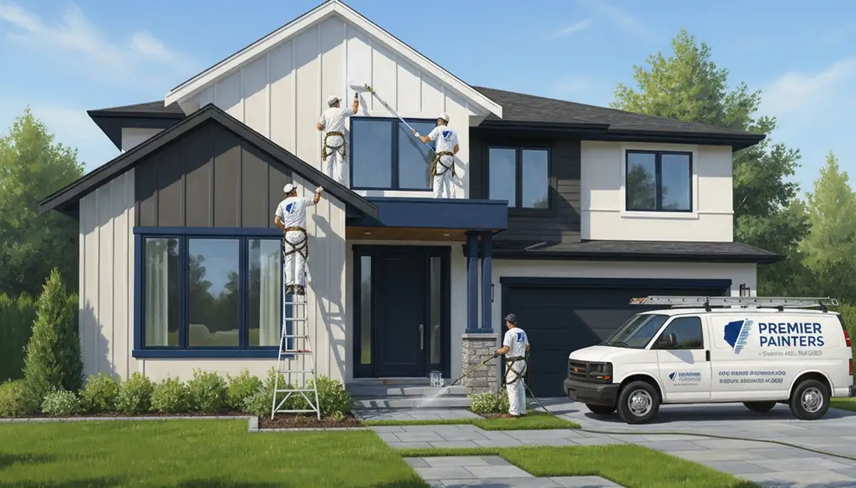 Exterior house painting in Troy, MI by Troy Paint Pros on a Michigan home exterior