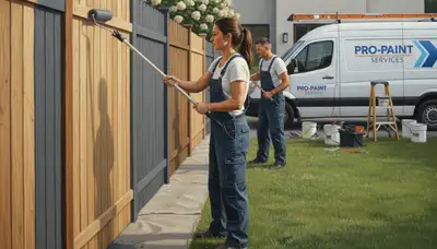 Fence painting in Troy, MI by Troy Paint Pros for durable wood fence protection and curb appeal