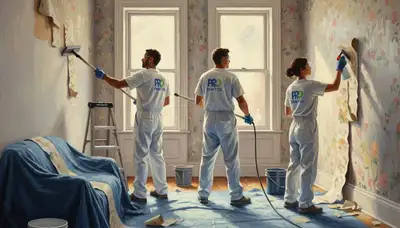 Wallpaper removal service in Troy, MI by Troy Paint Pros, preparing walls for a fresh finish