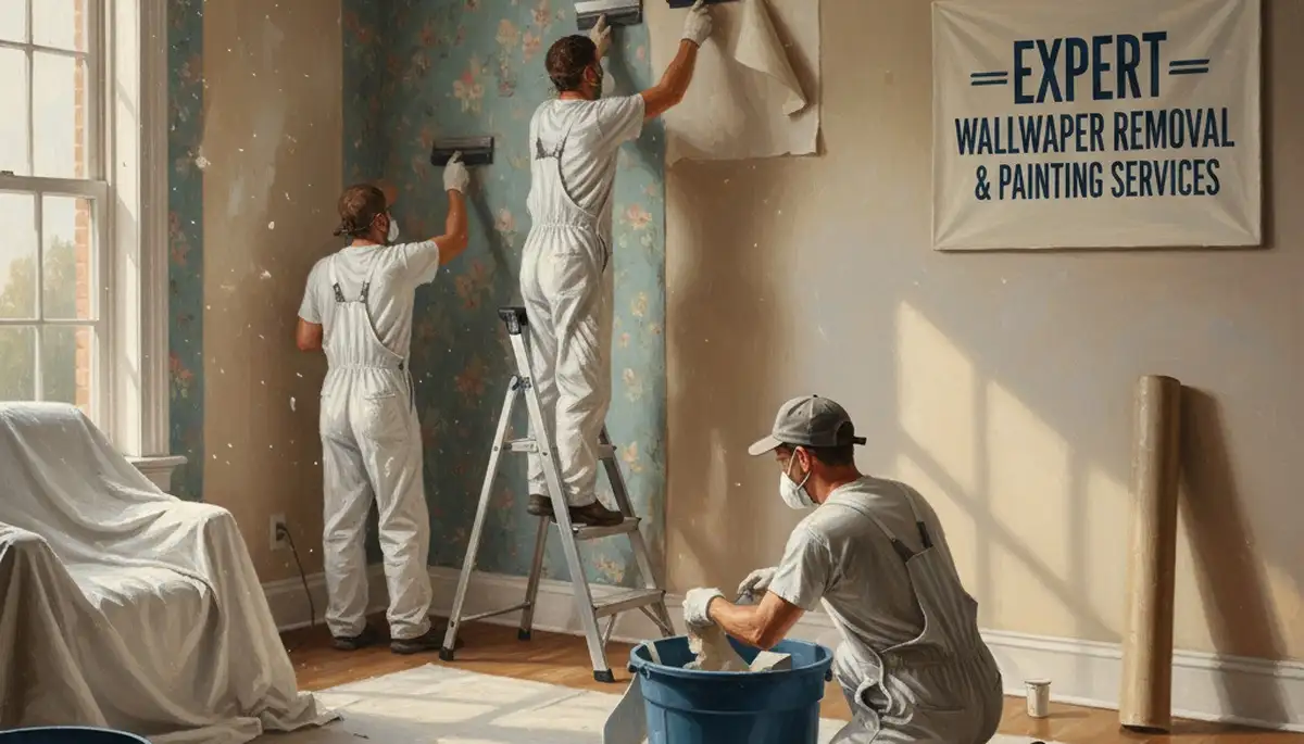 Wallpaper removal service in Troy, MI by Troy Paint Pros preparing walls for repainting